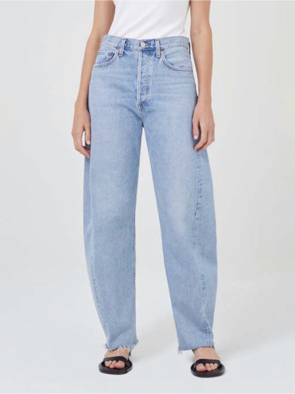Agolde Luna Pieced Barrel Jean in Void - Picture 1 of 5
